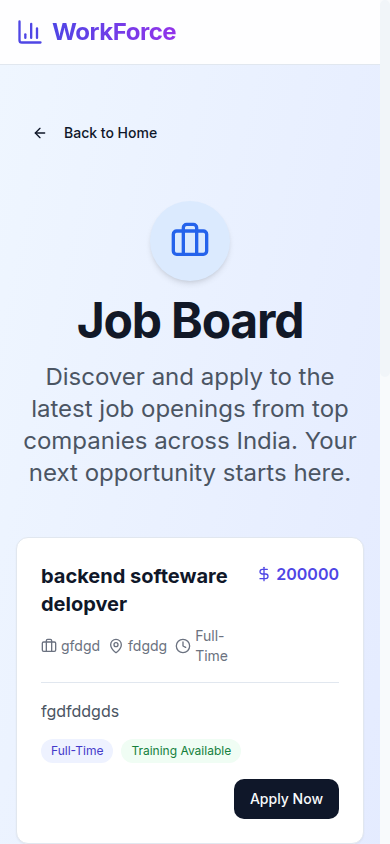 WorkForce job board on mobile
